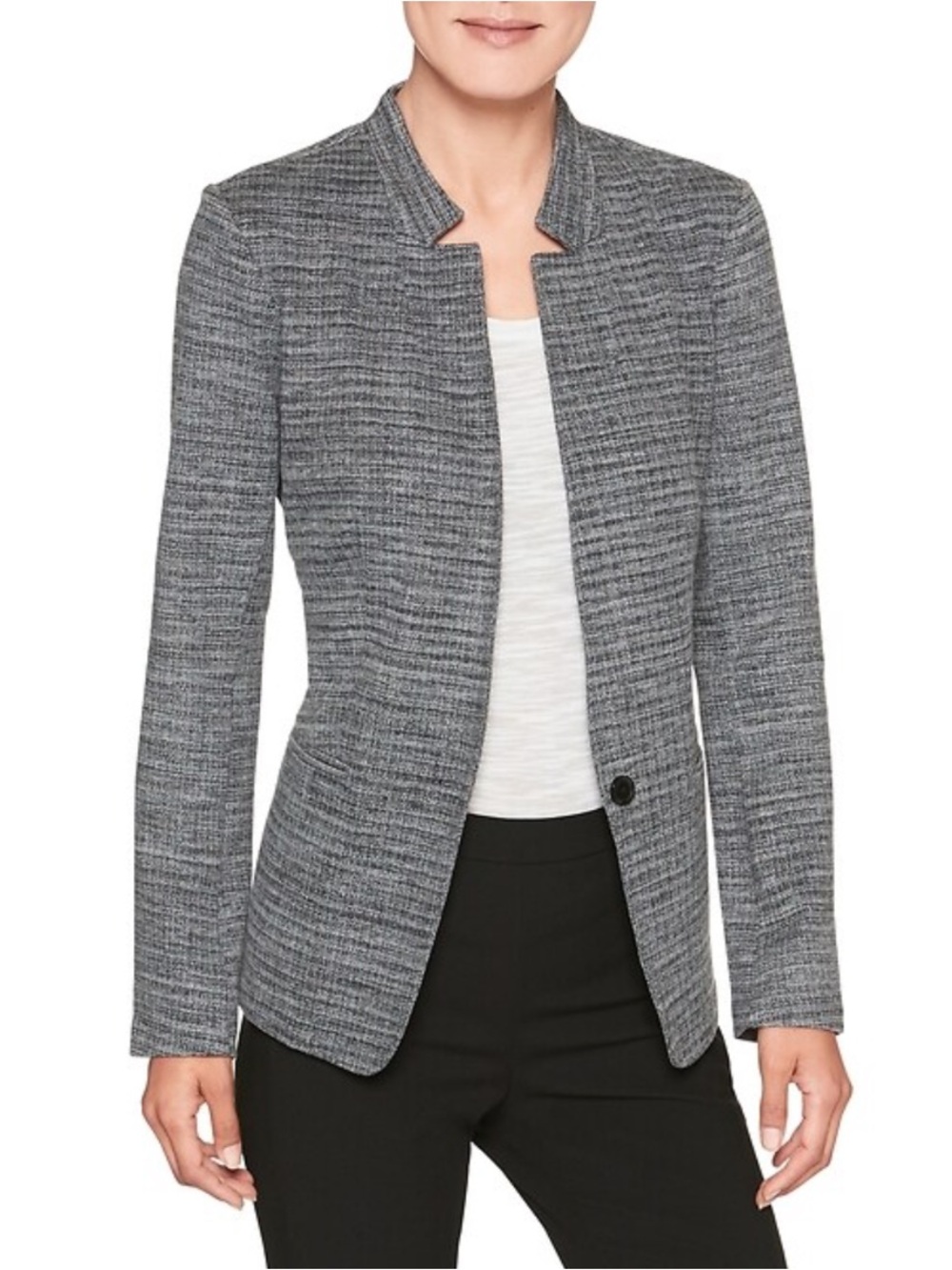 Banana Republic Womens Textured Knit Blazer Ponte Inverted Collared sz XL